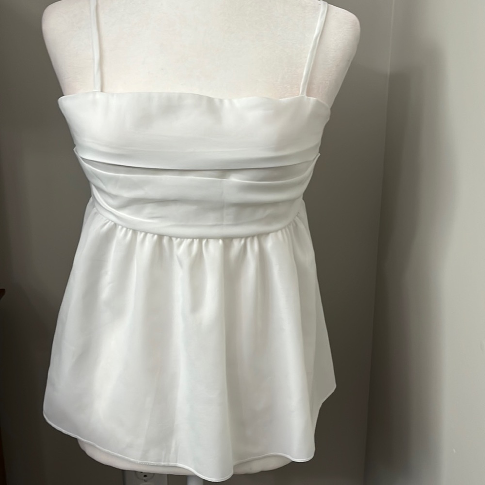 Ruffled white tank top
